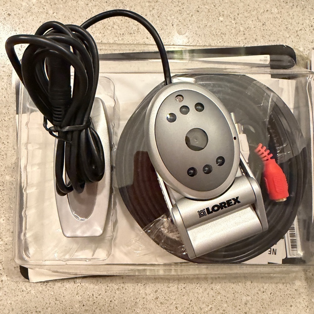 Silver Wired Security Camera